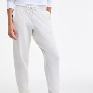 1State Women's Med Elegant White Lightweight Drawstring Joggers
